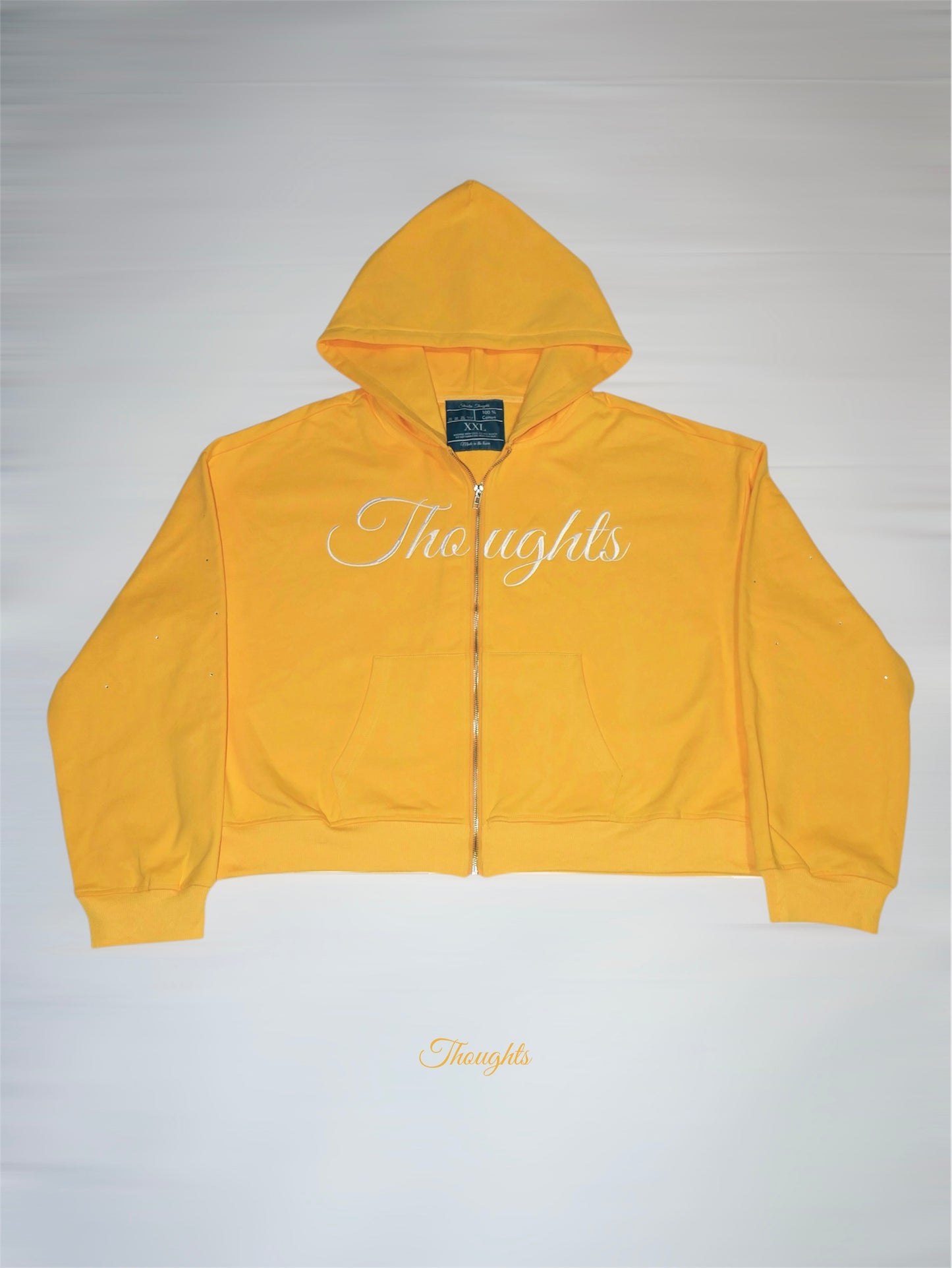 Thoughts Cropped Zip up Hoodie (Yellow)