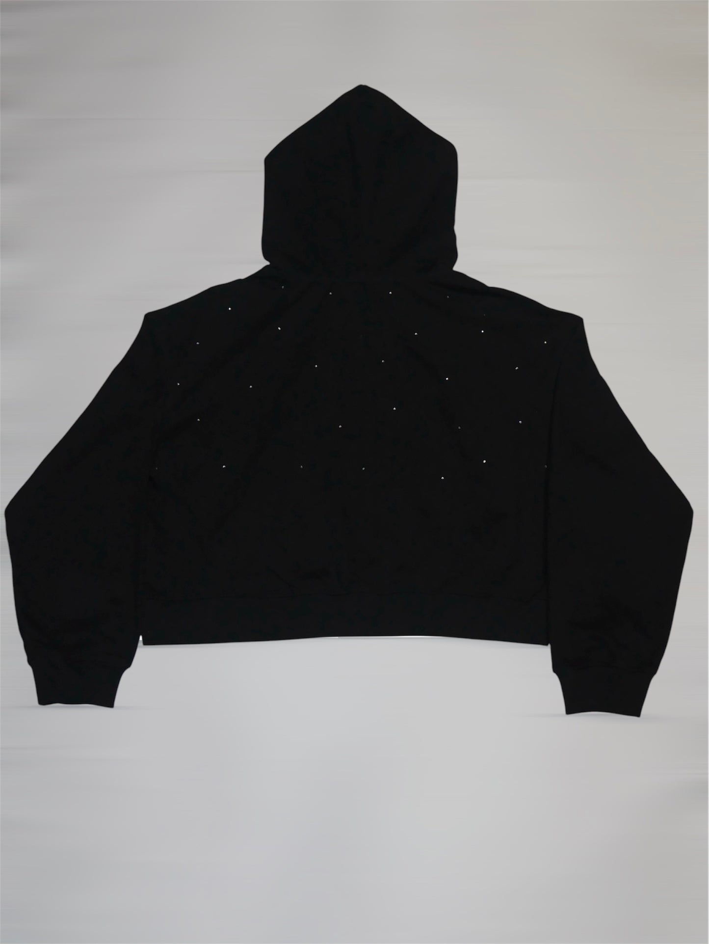 Thoughts Cropped Zip up Hoodie (Black)