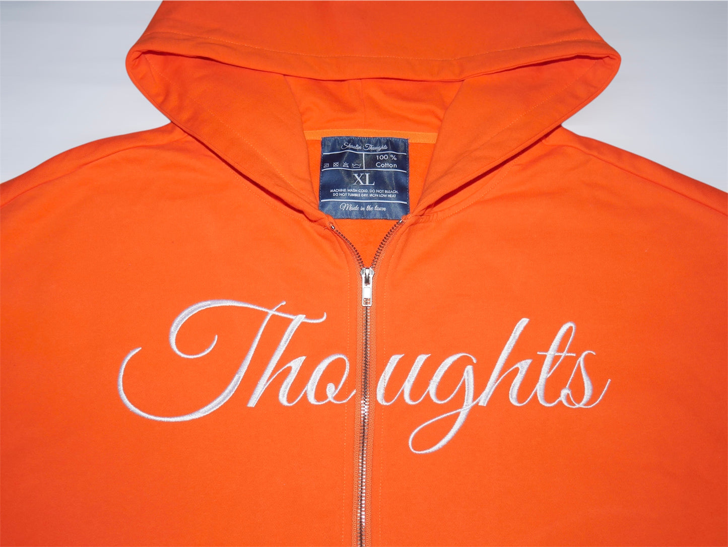 Thoughts Cropped Zip up Hoodie (Orange)