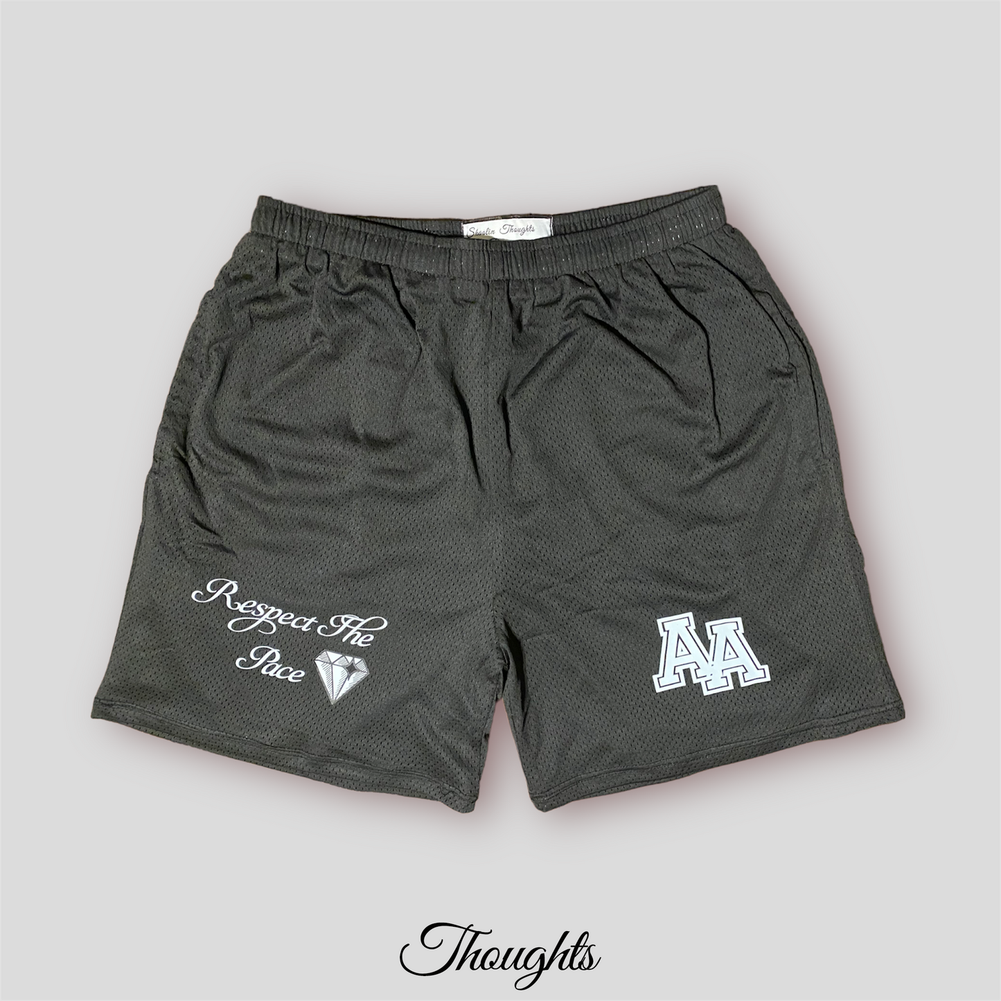 "Respect the Pace" Mesh Shorts, Black