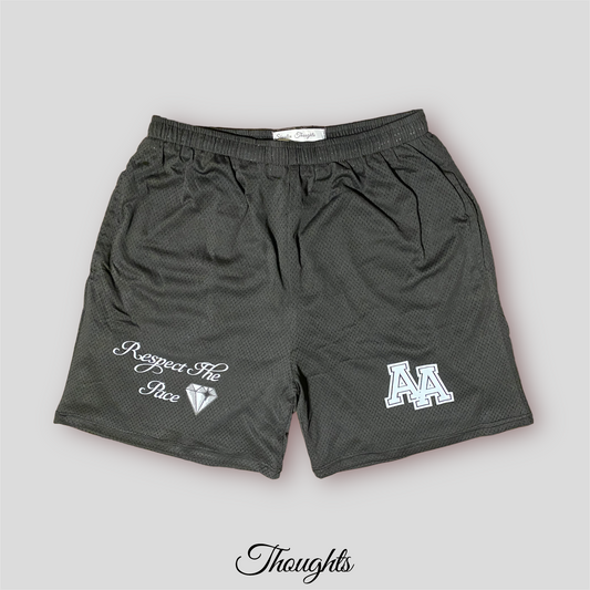 "Respect the Pace" Mesh Shorts, Black