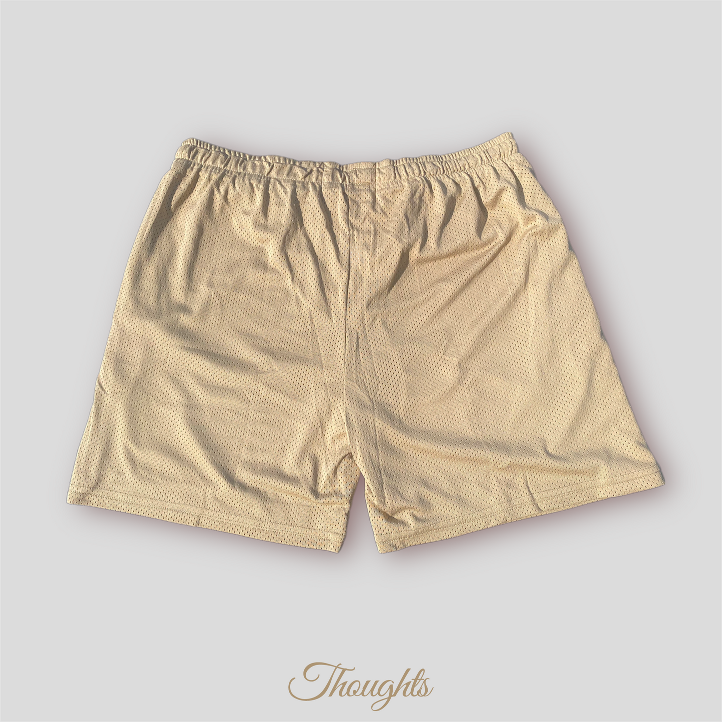 "Respect the Pace" Mesh Shorts, Tan